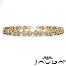 Prong Set Round Diamond Heart Line Bracelet 7 Inch Length 14k Gold Yellow (0.9Ct. tw.)