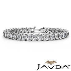 Prong Set Round Diamond Swirl Bracelet 6.7mm width 7.25 Inch Length 3Ct 14k Gold