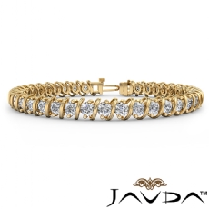 Prong Set Round Diamond Swirl Bracelet 6.7mm width 7.25 Inch Length  14k Gold Yellow (3Ct. tw.)