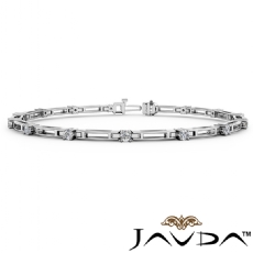 1.33Ct Round Diamond Line Bracelet 3.4mm width 7.5 Inches Length 14k White Gold