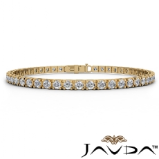 Prong Set  Round Diamond Line Bracelet 3.2mm width 7 Inch Length 14k Gold Yellow (4.625Ct. tw.)