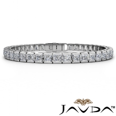 Single Line 4Ct Princess Diamond Bracelet 2.5mm width 7 Inches Length 14k Gold