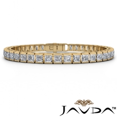 Single Line 4Ct Princess Diamond Bracelet 2.5mm width 7 Inches Length 14k Gold Yellow (4Ct. tw.)