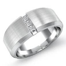 Matte 3 Stone Princess Diamond Men's Half Wedding Band Platinum 950  (0.25Ct. tw.)