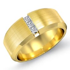 Matte 3 Stone Princess Diamond Men's Half Wedding Band 14k Gold Yellow  (0.25Ct. tw.)