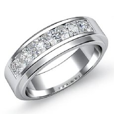 Channel Set Round Diamond Men's Half Wedding Band in Platinum 950 (0.9Ct. tw.)