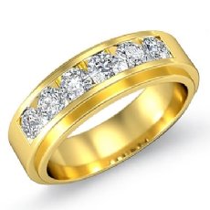 Channel Set Round Diamond Men's Half Wedding Band in 14k Gold Yellow (0.9Ct. tw.)