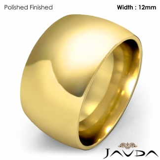 Huge Mens 12mm Solid 14k Gold Yellow Plain Dome Wedding Band Ring 17g 8-8.75 Sz