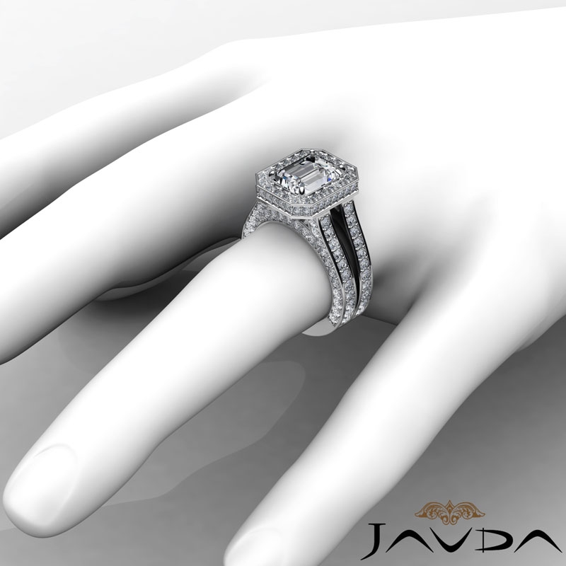 Pave Set Circa Halo Bridge diamond Ring 14k Gold White