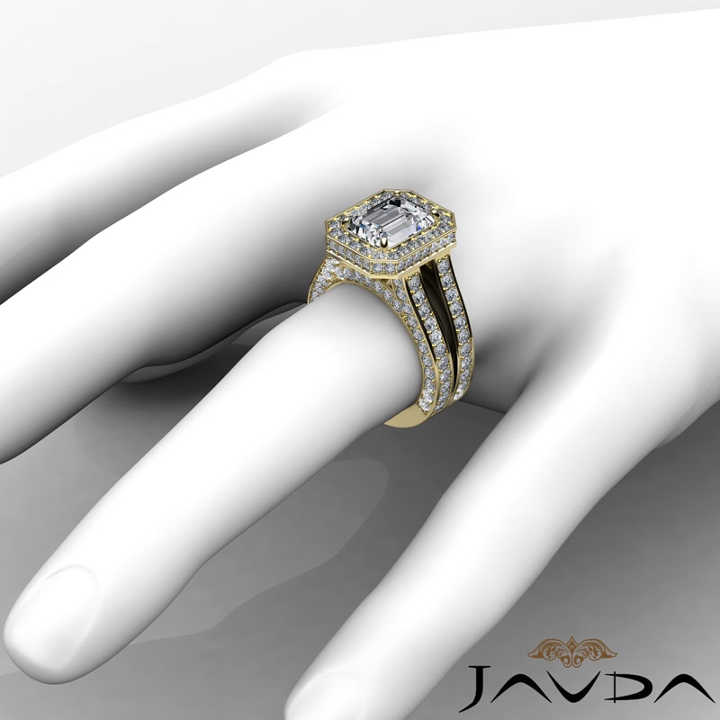 Pave Set Circa Halo Bridge diamond Ring 14k Gold Yellow