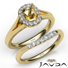 Cushion Diamond U Prong Engagement Semi Mount Ring Bridal Set 14k Gold Yellow  (0.43Ct. tw.)