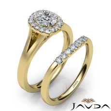 Cathedral Style Bridal Set diamond Ring 18k Gold Yellow