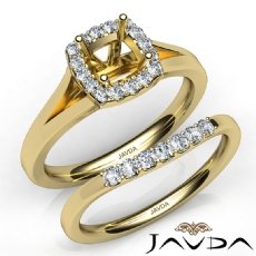 U Prong Diamond Engagement Cushion Semi Mount Ring Bridal Set 14k Gold Yellow  (0.41Ct. tw.)