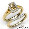 Emerald Diamond U Prong Engagement Semi Mount Ring Bridal Set 18k Yellow Gold 0.45Ct - javda.com 