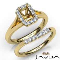 Emerald Diamond U Prong Engagement Semi Mount Ring Bridal Set 14k Gold Yellow  (0.45Ct. tw.)