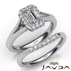 Classic Halo Bridal Set Pave diamond Ring 14k Gold White