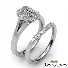 Classic Halo Bridal Set Pave diamond Ring Platinum 950