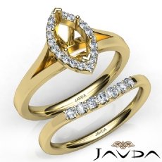 Marquise Diamond U Prong Engagement Semi Mount Ring Bridal Set 14k Gold Yellow  (0.4Ct. tw.)