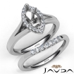 Marquise Diamond U Prong Engagement Semi Mount Ring Bridal Set 18k White Gold 0.4Ct - javda.com 