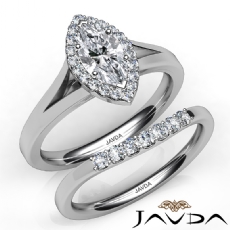 Split-Shank Bridal Set Halo diamond Ring 14k Gold White