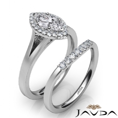 Split-Shank Bridal Set Halo diamond Ring 14k Gold White