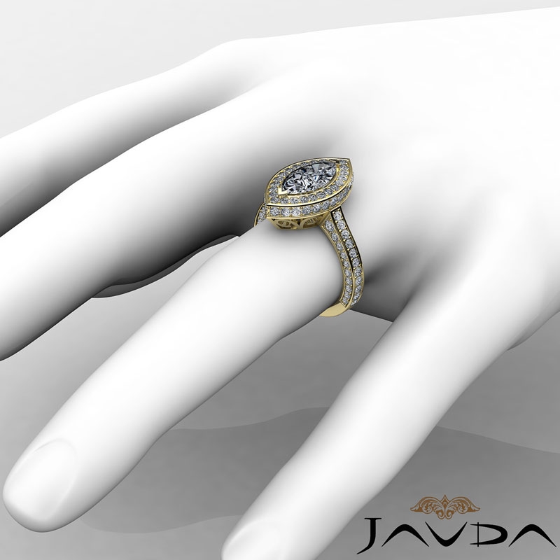 Circa Halo Side-Stone Pave diamond Ring 14k Gold Yellow