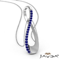 0.26Ct Round Sapphire Infinity Pendant Necklace 18 Inch Chain 14k White Gold