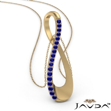 <Dcarat> Round Sapphire Infinity Pendant Necklace 18 Inch Chain 14k Gold Yellow