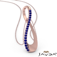 <Dcarat> Round Sapphire Infinity Pendant Necklace 18 Inch Chain 14k Rose Gold