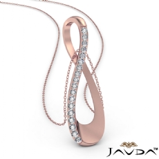 Round Diamond Infinity Pendant Necklace 18 Inch Chain 14k Rose Gold (0.26Ct. tw.)