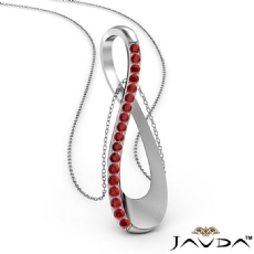 0.26Ct Round Ruby Infinity Pendant Necklace 18 Inch Chain 14k White Gold