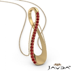 <Dcarat> Round Ruby Infinity Pendant Necklace 18 Inch Chain 14k Gold Yellow