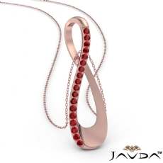 <Dcarat> Round Ruby Infinity Pendant Necklace 18 Inch Chain 14k Rose Gold