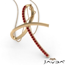 Simple Bow Pendant Necklace 18 Inch Chain 14k Gold Yellow <Dcarat> Round Ruby