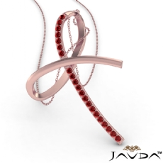Simple Bow Pendant Necklace 18 Inch Chain 14k Rose Gold <Dcarat> Round Ruby