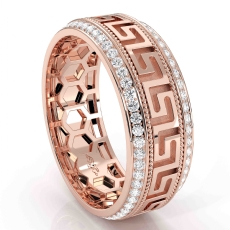 Greek Key Design Diamond Eternity Mens Wedding Band 14k Rose Gold  (0.9Ct. tw.)