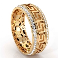 Greek Key Design Diamond Eternity Mens Wedding Band 14k Gold Yellow  (0.9Ct. tw.)