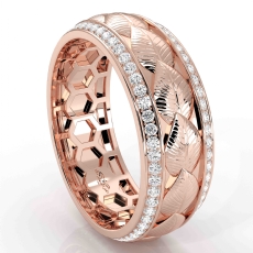 Gold Leaf Round Diamond Eternity Mens Wedding Band 14k Rose Gold  (1Ct. tw.)