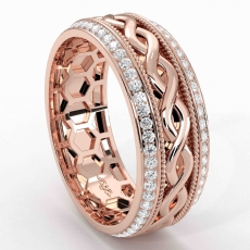 Infinity Pattern Diamond Eternity Men's Wedding Band 14k Rose Gold  (0.9Ct. tw.)