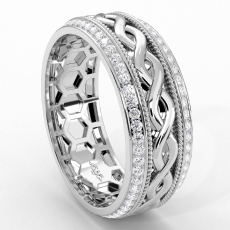 Infinity Pattern Diamond Eternity Men's Wedding Band 14k Gold White  (0.9Ct. tw.)