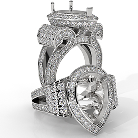Diamond Engagement Ring Antique & Vintage Pear Semi Mount Halo Setting 14K White Gold 2.4Ct