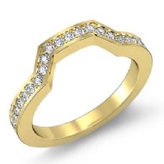 Round Pave Diamond Womens Half Wedding Matching Band 18k Gold Yellow Ring  (0.7Ct. tw.)