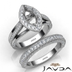 Pave Diamond Engagement Ring Bridal Sets Platinum 950 Marquise Semi Mount 1.7Ct - javda.com 