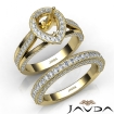 Pave Diamond Engagement Ring Bridal Sets 18k Yellow Gold Pear Semi Mount 1.7Ct - javda.com 