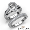 Pave Diamond Engagement Ring Bridal Sets 14k White Gold Pear Semi Mount 1.7Ct - javda.com 