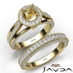 Pave Diamond Engagement Ring Round Semi Mount Bridal Sets 14k Yellow Gold 1.7Ct - javda.com 