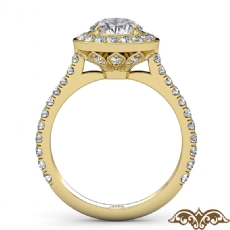Crown Halo French U Cut Pave diamond Ring 14k Gold Yellow