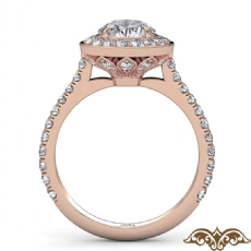 Crown Halo French U Cut Pave diamond Ring 14k Rose Gold