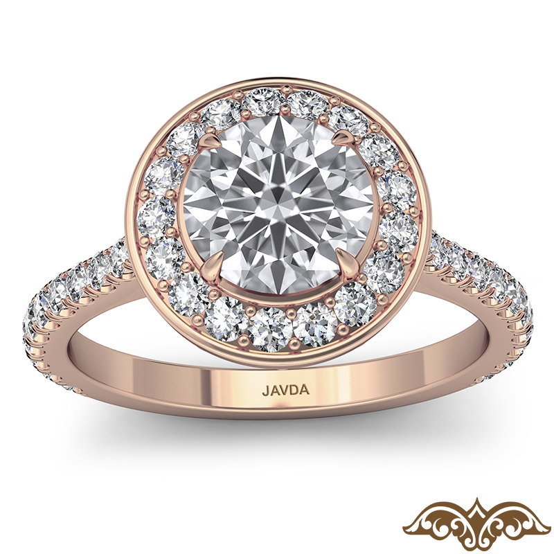 Crown Halo French U Cut Pave diamond Ring 14k Rose Gold