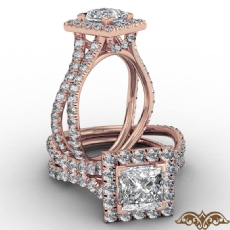 Cathedral Halo French Pave diamond Ring 18k Rose Gold